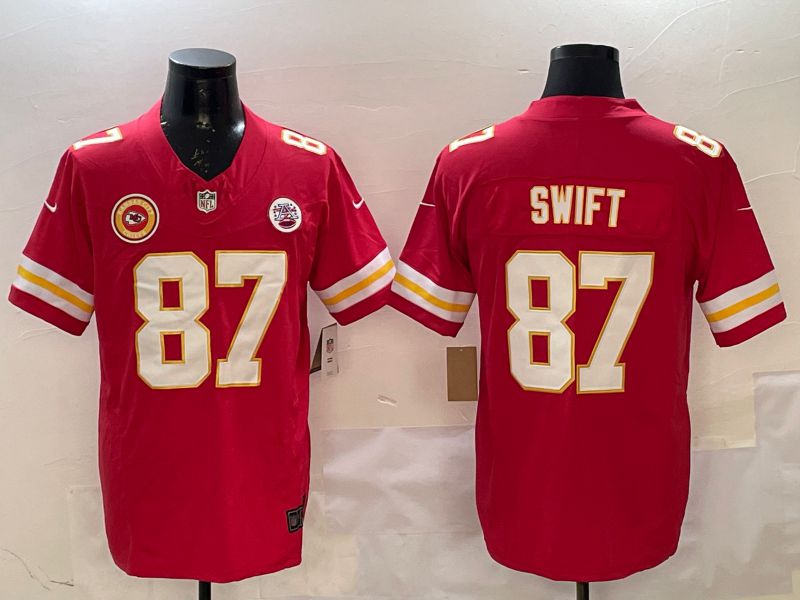 Men Kansas City Chiefs #87 Swift Red Three generations 2025 Nike Vapor Limited NFL Jersey style 1